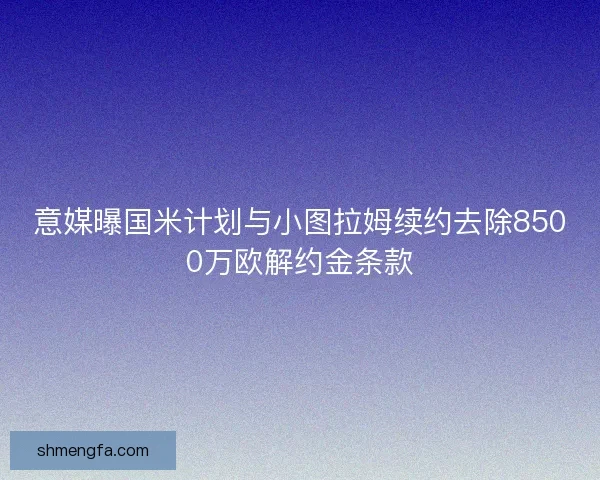 意媒曝国米计划与小图拉姆续约去除8500万欧解约金条款