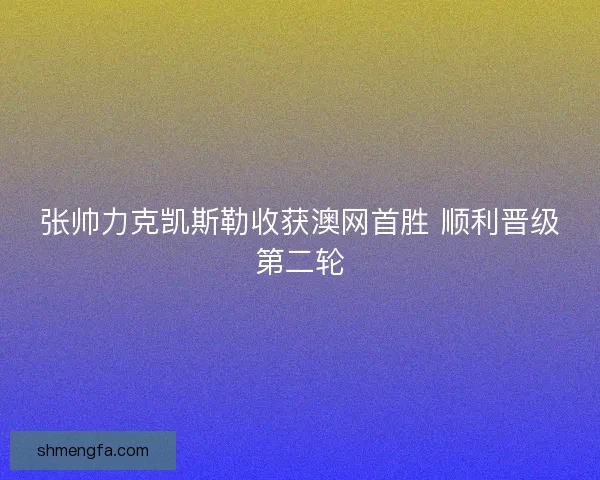 张帅力克凯斯勒收获澳网首胜 顺利晋级第二轮